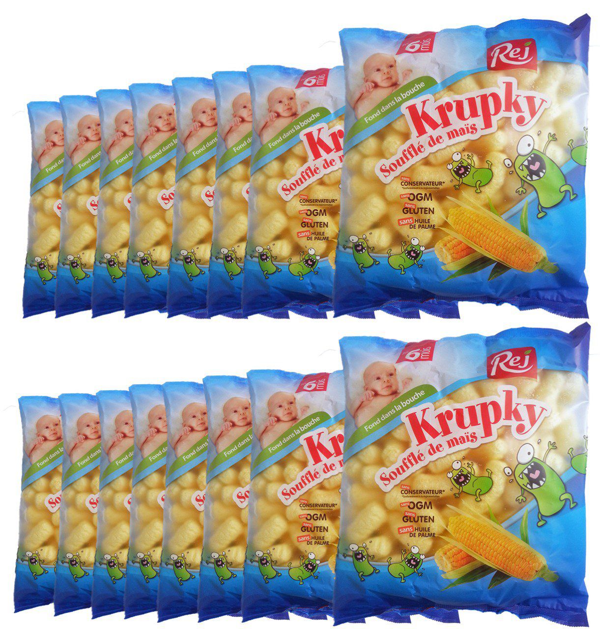 KRUPKY soufflé de maïs pour bébé (dès 6 mois) - Pack de 16 sachets - Krupky